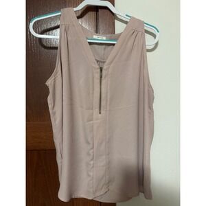 Maurices Womens XL Sleeveless V Neck Zipper Front Blouse Top Mauve